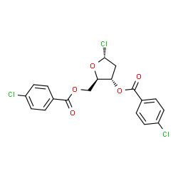 ChemSpider 2D Image | 3,5-Bis-O-(4-chlorobenzoyl)-2-deoxy-alpha-D-erythro-pentofuranosyl chloride | C19H15Cl3O5