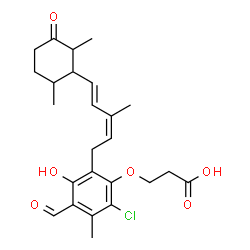 ChemSpider 2D Image | 3-{2-Chloro-6-[(2Z,4E)-5-(2,6-dimethyl-3-oxocyclohexyl)-3-methyl-2,4-pentadien-1-yl]-4-formyl-5-hydroxy-3-methylphenoxy}propanoic acid | C25H31ClO6