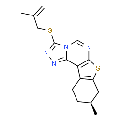 ChemSpider 2D Image | (9S)-9-Methyl-3-[(2-methyl-2-propen-1-yl)sulfanyl]-8,9,10,11-tetrahydro[1]benzothieno[3,2-e][1,2,4]triazolo[4,3-c]pyrimidine | C16H18N4S2