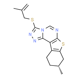 ChemSpider 2D Image | (9R)-9-Methyl-3-[(2-methyl-2-propen-1-yl)sulfanyl]-8,9,10,11-tetrahydro[1]benzothieno[3,2-e][1,2,4]triazolo[4,3-c]pyrimidine | C16H18N4S2