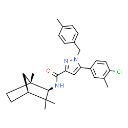 ChemSpider 2D Image | 5-(4-Chloro-3-methylphenyl)-1-(4-methylbenzyl)-N-[(1R,2R,4S)-1,3,3-trimethylbicyclo[2.2.1]hept-2-yl]-1H-pyrazole-3-carboxamide | C29H34ClN3O