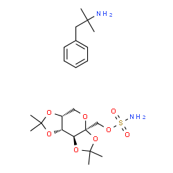 ChemSpider 2D Image | [(3aS,5aR,8aR,8bS)-2,2,7,7-Tetramethyltetrahydro-3aH-bis[1,3]dioxolo[4,5-b:4',5'-d]pyran-3a-yl]methyl sulfamate - 2-methyl-1-phenyl-2-propanamine (1:1) | C22H36N2O8S