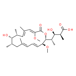 ChemSpider 2D Image | (2S,3R,4S)-3-Hydroxy-4-[(2R,3S,4E,6E,9S,10S,11R,12E,14Z)-10-hydroxy-3,15-dimethoxy-7,9,11,13-tetramethyl-16-oxooxacyclohexadeca-4,6,12,14-tetraen-2-yl]-2-methylpentanoic acid | C27H42O8