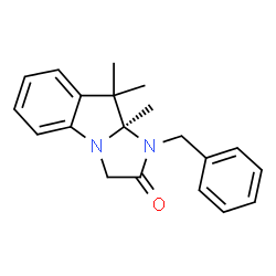 ChemSpider 2D Image | (9aR)-1-Benzyl-9,9,9a-trimethyl-9,9a-dihydro-1H-imidazo[1,2-a]indol-2(3H)-one | C20H22N2O