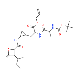 ChemSpider 2D Image | Allyl N-{[(2-methyl-2-propanyl)oxy]carbonyl}alanyl-3-(2-{[(3-sec-butyl-4-oxo-2-oxetanyl)carbonyl]amino}cyclopropyl)alaninate | C25H39N3O8