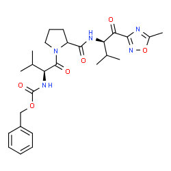 ChemSpider 2D Image | N-[(Benzyloxy)carbonyl]-L-valyl-N-[(2R)-3-methyl-1-(5-methyl-1,2,4-oxadiazol-3-yl)-1-oxo-2-butanyl]prolinamide | C26H35N5O6