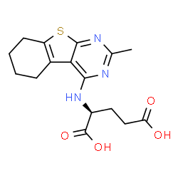 ChemSpider 2D Image | N-(2-Methyl-5,6,7,8-tetrahydro[1]benzothieno[2,3-d]pyrimidin-4-yl)-L-glutamic acid | C16H19N3O4S