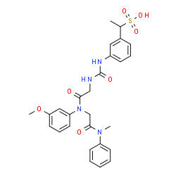ChemSpider 2D Image | N-{[3-(1-Sulfoethyl)phenyl]carbamoyl}glycyl-N~2~-(3-methoxyphenyl)-N-methyl-N-phenylglycinamide | C27H30N4O7S