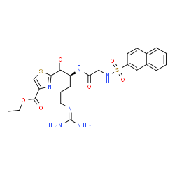 ChemSpider 2D Image | Ethyl 2-[N-(2-naphthylsulfonyl)glycyl-N~5~-(diaminomethylene)-L-ornithyl]-1,3-thiazole-4-carboxylate | C24H28N6O6S2