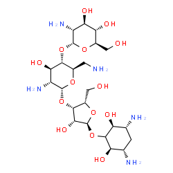 ChemSpider 2D Image | (2R,3S,5R,6S)-3,5-Diamino-2,6-dihydroxycyclohexyl 2-amino-2-deoxy-alpha-D-glucopyranosyl-(1->4)-2,6-diamino-2,6-dideoxy-alpha-D-glucopyranosyl-(1->3)-alpha-L-lyxofuranoside | C23H45N5O14