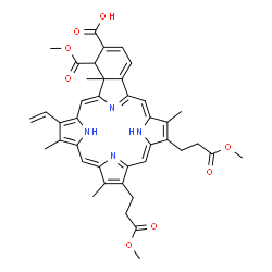 ChemSpider 2D Image | (2Z,6Z,11Z,17Z)-20-(Methoxycarbonyl)-5,9-bis(3-methoxy-3-oxopropyl)-4,10,14,19-tetramethyl-15-vinyl-25,26,27,28-tetraazahexacyclo[16.6.1.1~3,6~.1~8,11~.1~13,16~.0~19,24~]octacosa-1(25),2,4,6,8(27),9,1
1,13,15,17,21,23-dodecaene-21-carboxylic acid | C41H42N4O8
