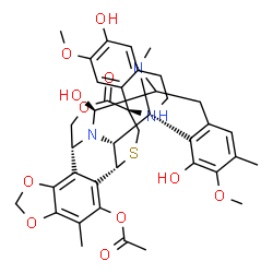 ChemSpider 2D Image | (1R,1'R,2'R,3'R,12'S,14'R)-5',6,12'-Trihydroxy-6',7-dimethoxy-7',21',30'-trimethyl-27'-oxo-3,4-dihydro-2H-spiro[isoquinoline-1,26'-[17,19,28]trioxa[24]thia[13,30]diazaheptacyclo[12.9.6.1~3,11~.0~2,13~
.0~4,9~.0~15,23~.0~16,20~]triaconta[4,6,8,15,20,22]hexaen]-22'-yl acetate | C39H43N3O11S