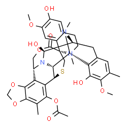 ChemSpider 2D Image | (1S,1'S,2'R,3'R,11'S,12'S,14'R)-5',6,12'-Trihydroxy-6',7-dimethoxy-2,7',21',30'-tetramethyl-27'-oxo-3,4-dihydro-2H-spiro[isoquinoline-1,26'-[17,19,28]trioxa[24]thia[13,30]diazaheptacyclo[12.9.6.1~3,11
~.0~2,13~.0~4,9~.0~15,23~.0~16,20~]triaconta[4,6,8,15,20,22]hexaen]-22'-yl acetate | C40H45N3O11S