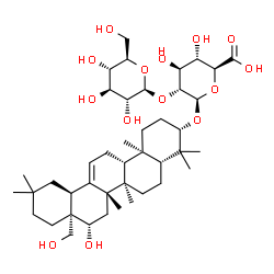 ChemSpider 2D Image | (3beta,16beta)-16,28-Dihydroxyolean-12-en-3-yl 2-O-beta-D-glucopyranosyl-beta-D-glucopyranosiduronic acid | C42H68O14