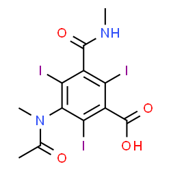 ChemSpider 2D Image | 3-[Acetyl(methyl)amino]-2,4,6-triiodo-5-(methylcarbamoyl)benzoic acid | C12H11I3N2O4