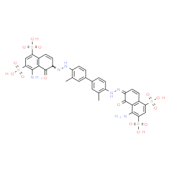 ChemSpider 2D Image | 4-Amino-6-({4'-[(2Z)-2-(8-amino-1-oxo-5,7-disulfo-2(1H)-naphthalenylidene)hydrazino]-3,3'-dimethyl-4-biphenylyl}hydrazono)-5-oxo-5,6-dihydro-1,3-naphthalenedisulfonic acid | C34H28N6O14S4