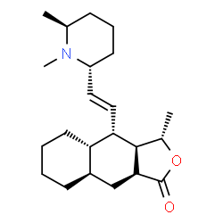 ChemSpider 2D Image | (3S,3aR,4S,4aS,8aR,9aS)-4-{(E)-2-[(2R,6S)-1,6-Dimethyl-2-piperidinyl]vinyl}-3-methyldecahydronaphtho[2,3-c]furan-1(3H)-one | C22H35NO2
