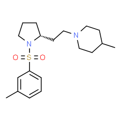 ChemSpider 2D Image | 4-Methyl-1-(2-{(2R)-1-[(3-methylphenyl)sulfonyl]-2-pyrrolidinyl}ethyl)piperidine | C19H30N2O2S