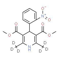 ChemSpider 2D Image | Dimethyl 2,6-bis[(~2~H_3_)methyl]-4-(2-nitrophenyl)-1,4-dihydro-3,5-pyridinedicarboxylate | C17H12D6N2O6