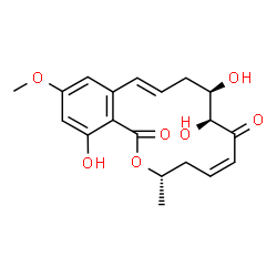 ChemSpider 2D Image | (3S,5Z,8S,9R,11E)-8,9,16-Trihydroxy-14-methoxy-3-methyl-3,4,9,10-tetrahydro-1H-2-benzoxacyclotetradecine-1,7(8H)-dione | C19H22O7