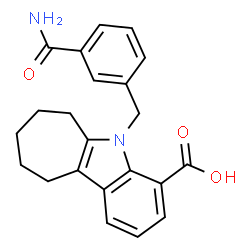 ChemSpider 2D Image | 5-(3-Carbamoylbenzyl)-5,6,7,8,9,10-hexahydrocyclohepta[b]indole-4-carboxylic acid | C22H22N2O3