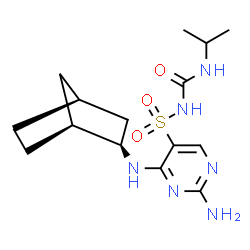 ChemSpider 2D Image | 2-Amino-4-[(1S,2R,4S)-bicyclo[2.2.1]hept-2-ylamino]-N-(isopropylcarbamoyl)-5-pyrimidinesulfonamide | C15H24N6O3S