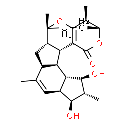 ChemSpider 2D Image | (1R,2S,4S,7S,8S,9S,10R,11S,12S,13R,17R,18S)-8,10-Dihydroxy-1,5,9,18-tetramethyl-16,20-dioxahexacyclo[15.3.2.0~2,13~.0~4,12~.0~7,11~.0~14,19~]docosa-5,14(19)-dien-15-one | C24H32O5
