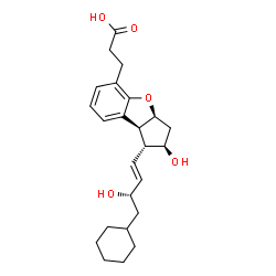 ChemSpider 2D Image | 3-{(1R,2R,3aS,8bS)-1-[(1E,3S)-4-Cyclohexyl-3-hydroxy-1-buten-1-yl]-2-hydroxy-2,3,3a,8b-tetrahydro-1H-benzo[b]cyclopenta[d]furan-5-yl}propanoic acid | C24H32O5