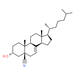 ChemSpider 2D Image | (3alpha,5beta)-3-Hydroxycholest-7-ene-5-carbonitrile | C28H45NO
