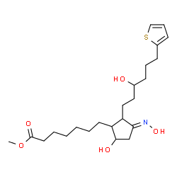 ChemSpider 2D Image | Methyl 7-{(3E)-5-hydroxy-3-(hydroxyimino)-2-[3-hydroxy-6-(2-thienyl)hexyl]cyclopentyl}heptanoate | C23H37NO5S