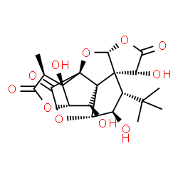 ChemSpider 2D Image | (1R,3R,7S,8S,9R,10R,11R,12R,13S,16S,17R)-6,9,12,17-Tetrahydroxy-16-methyl-8-(2-methyl-2-propanyl)-2,4,14,19-tetraoxahexacyclo[8.7.2.0~1,11~.0~3,7~.0~7,11~.0~13,17~]nonadecane-5,15,18-trione | C20H24O11