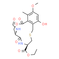 ChemSpider 2D Image | Ethyl (4R,7S)-7-formamido-14-hydroxy-12-methoxy-11-methyl-6,10-dioxo-1,3,4,5,6,7,8,10-octahydro-9,2,5-benzoxathiazacyclododecine-4-carboxylate | C19H24N2O8S