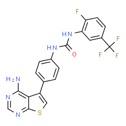 ChemSpider 2D Image | 1-[4-(4-Aminothieno[2,3-d]pyrimidin-5-yl)phenyl]-3-[2-fluoro-5-(trifluoromethyl)phenyl]urea | C20H13F4N5OS