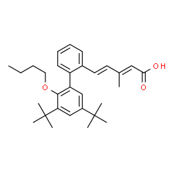 ChemSpider 2D Image | (2E,4E)-5-[2'-Butoxy-3',5'-bis(2-methyl-2-propanyl)-2-biphenylyl]-3-methyl-2,4-pentadienoic acid | C30H40O3