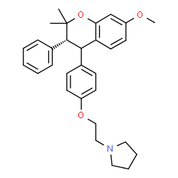 ChemSpider 2D Image | 1-(2-{4-[(3R)-7-Methoxy-2,2-dimethyl-3-phenyl-3,4-dihydro-2H-chromen-4-yl]phenoxy}ethyl)pyrrolidine | C30H35NO3