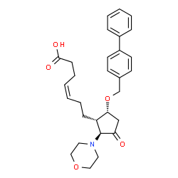 ChemSpider 2D Image | (4Z)-7-[(1S,2S,5R)-5-(4-Biphenylylmethoxy)-2-(4-morpholinyl)-3-oxocyclopentyl]-4-heptenoic acid | C29H35NO5