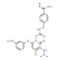 ChemSpider 2D Image | 2-[6-(3-Aminophenoxy)-4-chloro-3-(2,2-dimethylhydrazino)-2-oxo-1(2H)-pyridinyl]-N-(4-carbamimidoylbenzyl)acetamide | C23H26ClN7O3