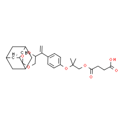 ChemSpider 2D Image | 4-(2-Methyl-2-{4-[1-(spiro[tricyclo[3.3.1.1~3,7~]decane-2,3'-[1,2,4]trioxan]-6'-yl)vinyl]phenoxy}propoxy)-4-oxobutanoic acid | C28H36O8