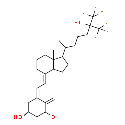 ChemSpider 2D Image | (3R,5Z,7E)-26,26,26,27,27,27-Hexafluoro-9,10-secocholesta-5,7,10-triene-1,3,25-triol | C27H38F6O3