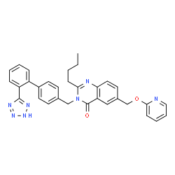 ChemSpider 2D Image | 2-Butyl-6-[(2-pyridinyloxy)methyl]-3-{[2'-(2H-tetrazol-5-yl)-4-biphenylyl]methyl}-4(3H)-quinazolinone | C32H29N7O2