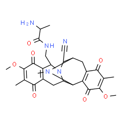 ChemSpider 2D Image | N-{[12-Cyano-7,18-dimethoxy-6,17,21-trimethyl-5,8,16,19-tetraoxo-11,21-diazapentacyclo[11.7.1.0~2,11~.0~4,9~.0~15,20~]henicosa-4(9),6,15(20),17-tetraen-10-yl]methyl}alaninamide | C29H33N5O7