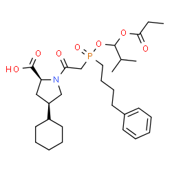 ChemSpider 2D Image | (4R)-4-Cyclohexyl-1-({[2-methyl-1-(propionyloxy)propoxy](4-phenylbutyl)phosphoryl}acetyl)-L-proline | C30H46NO7P