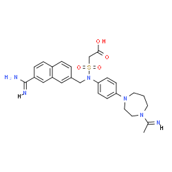 ChemSpider 2D Image | {[(7-Carbamimidoyl-2-naphthyl)methyl](4-{4-[(1E)-ethanimidoyl]-1,4-diazepan-1-yl}phenyl)sulfamoyl}acetic acid | C27H32N6O4S