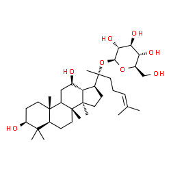 ChemSpider 2D Image | (3beta,9xi,12beta,20R)-3,12-Dihydroxydammar-24-en-20-yl beta-D-glucopyranoside | C36H62O8