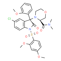 ChemSpider 2D Image | (3S)-4-{5-Chloro-1-[(2,4-dimethoxyphenyl)sulfonyl]-3-(2-methoxyphenyl)-2-oxo-2,3-dihydro-1H-indol-3-yl}-N,N-dimethyl-3-morpholinecarboxamide | C30H32ClN3O8S