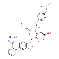 ChemSpider 2D Image | (4S)-4-[4-(Carboxymethyl)phenoxy]-1-(2-{5-[2-(2H-tetrazol-5-yl)phenyl]-1H-benzimidazol-1-yl}octanoyl)-L-proline | C35H37N7O6