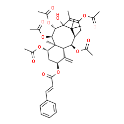 ChemSpider 2D Image | (2alpha,5alpha,7beta,9alpha,10beta)-2,7,9,10,13-Pentaacetoxy-11-hydroxytaxa-4(20),12-dien-5-yl (2E)-3-phenylacrylate | C39H48O13