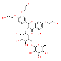 ChemSpider 2D Image | [(1R,2R,3S,4R,5R)-5-({2-[3,4-Bis(2-hydroxyethoxy)phenyl]-5-hydroxy-7-(2-hydroxyethoxy)-4-oxo-3,4-dihydro-2H-chromen-3-yl}oxy)-2,3,4-trihydroxycyclohexyl]methyl 6-deoxy-alpha-L-gulopyranoside | C34H46O18