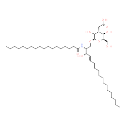 ChemSpider 2D Image | (2R,3S,4E)-3-Hydroxy-2-(stearoylamino)-4-octadecen-1-yl 3-(carboxymethyl)-3-deoxy-beta-D-gulopyranoside | C44H83NO9