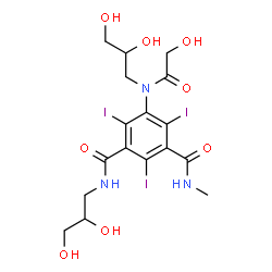 ChemSpider 2D Image | N-(2,3-Dihydroxypropyl)-5-[(2,3-dihydroxypropyl)(glycoloyl)amino]-2,4,6-triiodo-N'-methylisophthalamide | C17H22I3N3O8